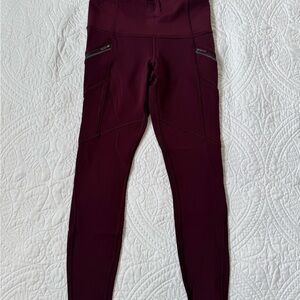 lululemon athletica Burgundy Thermal Leggings With Pockets (size 6)